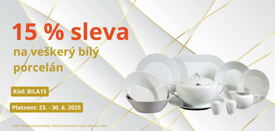 🛍️ Sleva 15 % na veškerý bílý porcelán – jen do 30. 6. 2025 - ukončeno