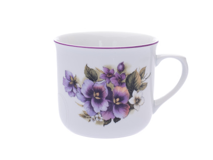 Vařák, porcelánový hrnek 0,65 l, macešky, Český porcelán