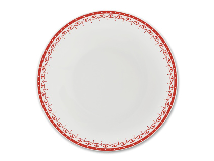 HyggeLine, talíř hluboký, 22 cm, červená, Leander, český porcelán