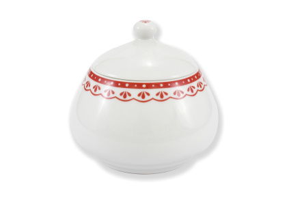 HyggeLine, cukřenka, 0,30 l, červená, Leander, český porcelán