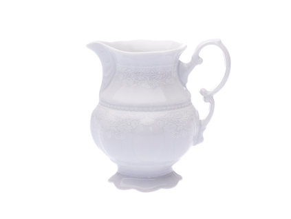 Mlékovka vysoká, 0,22 l, český porcelán, Sonáta, bílá krajka, Leander