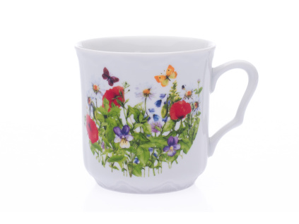 Hrnek Karel, 0,27 l, Český porcelán Dubí, louka a motýlci