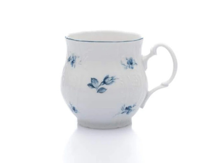 Hrnek Jonáš, český porcelán, Bernadotte, 310 ml, modré růžičky, Thun