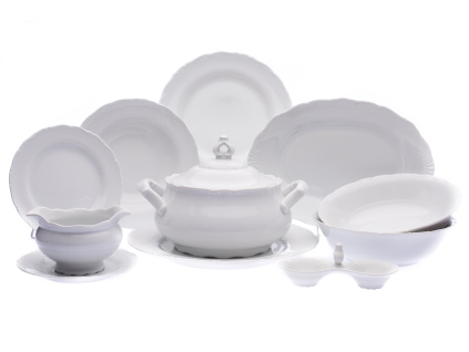 Jídelní souprava, bílá, český porcelán, Ophelia, Thun RZ, 25 d.