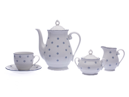 Kávová souprava, český porcelán, Verona, 15 d., modrá valbella, G. Benedikt