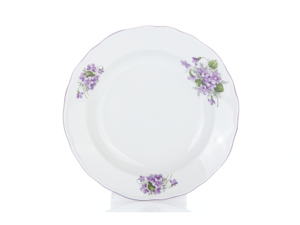 Talíř hluboký, český porcelán, 24 cm, fialky, Český porcelán