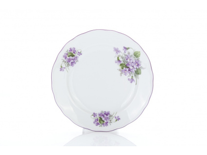 Talíř dezertní, český porcelán, 19 cm, fialky, Český porcelán