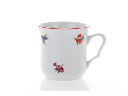 Porcelánový hrnek s házenkou a červenou linkou