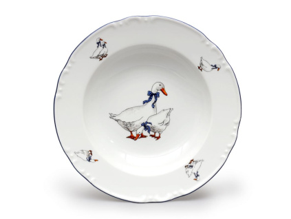 talíř hluboký 22 český porcelán husy thun