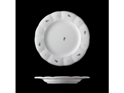 Talíř mělký, český porcelán, kytičky, 24 cm, G. Benedikt