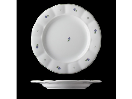 Talíř mělký, český porcelán, kytičky, 28 cm, G. Benedikt