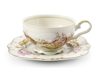 Šálek s podšálkem, porcelán, tulipány, 0,20 l, Rudolf Kämpf
