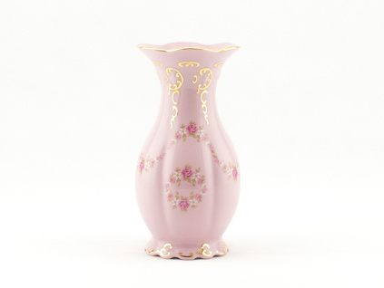 Váza Diana 20 cm, růžový porcelán, kytičky, Leander