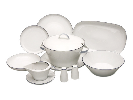 Tom, jídelní souprava, český porcelán, modrá linka, Thun, 25 d.