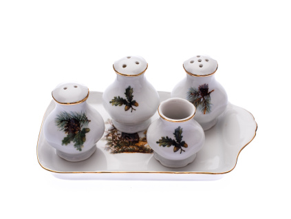 Souprava sypátek, myslivecký porcelán, Leander, 5 d.