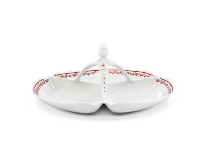 Kabaret trojdílný, 29,5 cm, český porcelán, Hyggeline, červená, Leander