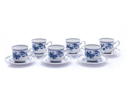 Šálek a podšálek, 100 ml, 6 ks, český porcelán, Mary-Anne, cibulák, Leander
