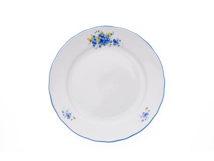 Talíř mělký, 26 cm, pomněnky, Český porcelán Dubí