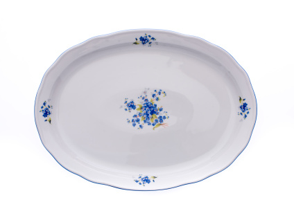 Talíř oválný, 35 cm, pomněnky, Český porcelán