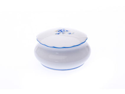 Dóza kulatá šperkovnice, 9 cm, pomněnky, Český porcelán