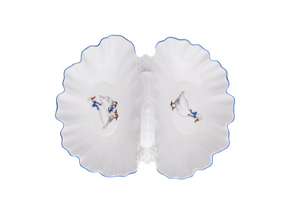 Kabaret 2 dílný, 28 cm, husy, Český porcelán Dubí