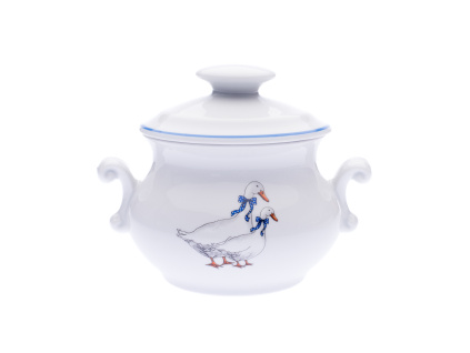 Zapékací hrnek s oušky a víčkem, 0,5 l, husy, porcelán