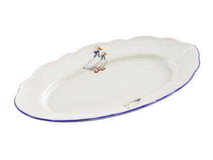 Mísa oválná, husy, český porcelán, 17 cm, Leander..
