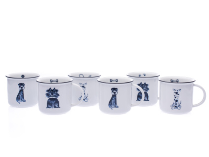 Sada hrnků Tina, 250 ml, psi, 6 ks, porcelán Dubí