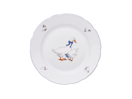 Talíř mělký, husy, 26 cm, český porcelán, Constance, Thun