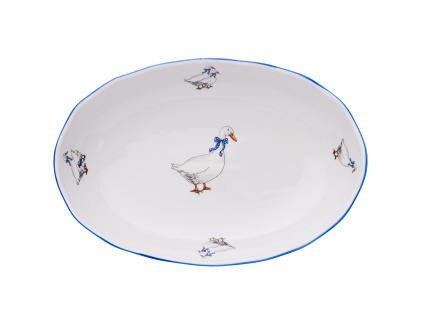 Mísa salátová oválná, 23 cm, husy, Český porcelán