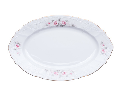 Ovál Bernadotte, 39 cm, růžičky se zlatou linkou, Thun