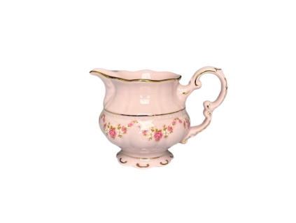 Mlékovka nízká, růžový porcelán, růžičky, 250 ml, Leander