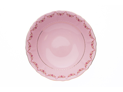 Mísa kompotová, 26 cm, růžový porcelán, kytičky, Leander