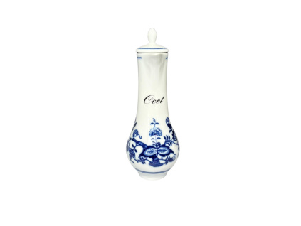 Karafka s víčkem s nápisem ocet, 0,14 l, cibulák, Český porcelán