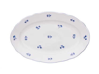 Mísa ovalná, 35 cm, modrá házenka, Český porcelán Dubí