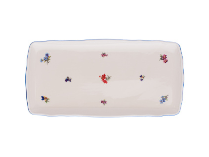 Podnos čtyřhranný, 33 cm, rakouská házenka, slonová kost, porcelán Dubí