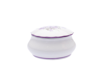 Dóza kulatá šperkovnice, 9 cm, fialky, Český porcelán