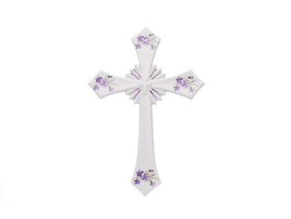 Svatý kříž, 306 x 213 mm, fialky, Český porcelán
