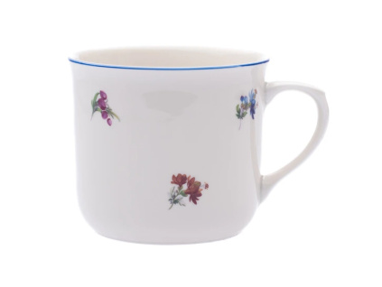 Vařák, 0,65 l, házenka s modrou linkou, slonová kost, porcelán Dubí