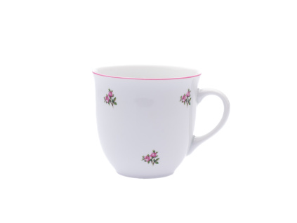 Hrnek Mirek, házenka, růžový proužek, 0,4 l, Český porcelán Dubí
