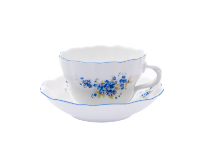 Šálek s podšálkem D 0,40 l, pomněnky, Český porcelán