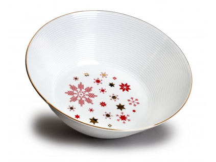 Mísa kompotová, 24 cm, Lea, vánoční červené vločky, zlato, Thun