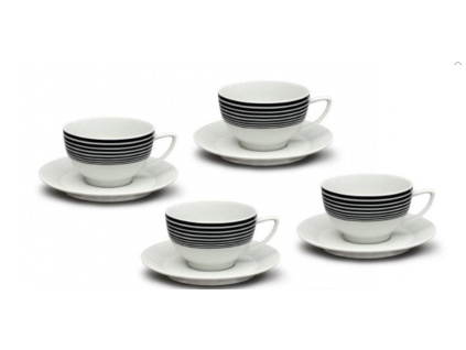 Šálky s podšálkem na čaj, porcelán, Lea, kružnice, 240 ml, Thun, 4 ks