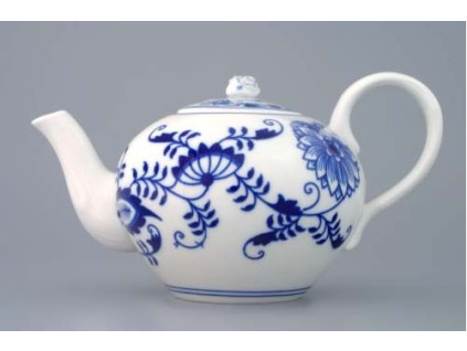 Konvice čajová se sítkem s víčkem 0,65 l, cibulák, Český porcelán