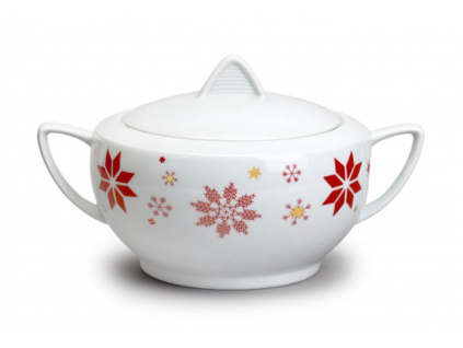 Polévková mísa, 2,7 l, vánoční červené vločky, Lea, porcelán Thun