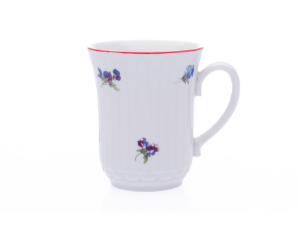 Hrnek Derby, 250 ml, porcelán Dubí, házenka s červeným proužkem