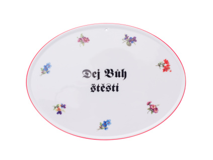 Boží požehnání, 24,5 x 18 cm, házenka, červená linka, Český porcelán