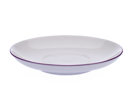 Podšálek, 15 cm, Český porcelán Dubí, fialový proužek