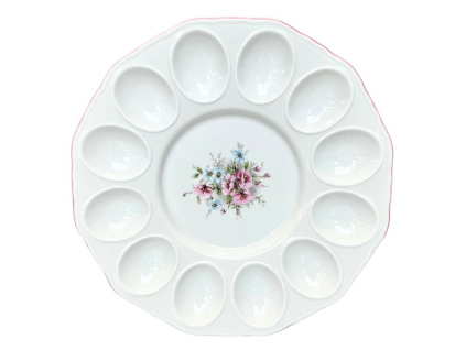 Podnos na vejce, 24 cm, jemné květy, Český porcelán
