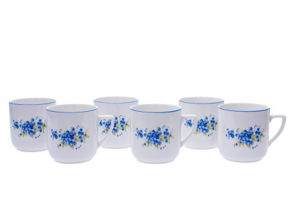 Sada hrnků Pětka, 400 ml, porcelán Dubí, pomněnky, 6 ks